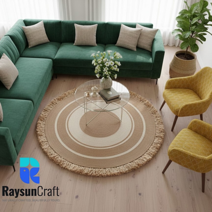 Round Jute Rugs for Living Room & Bedroom  | Code: RG-009