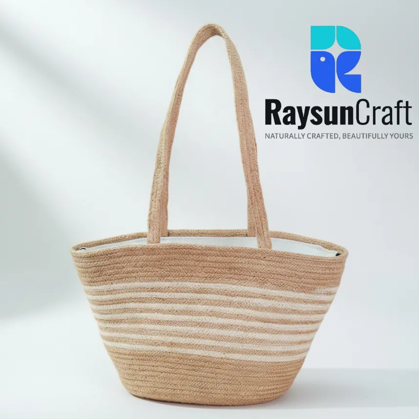 Natural Jute Beach Bag | প্রিমিয়াম প্রাকৃতিক বিচ ব্যাগ | RaysunCraft - Code: LB-080