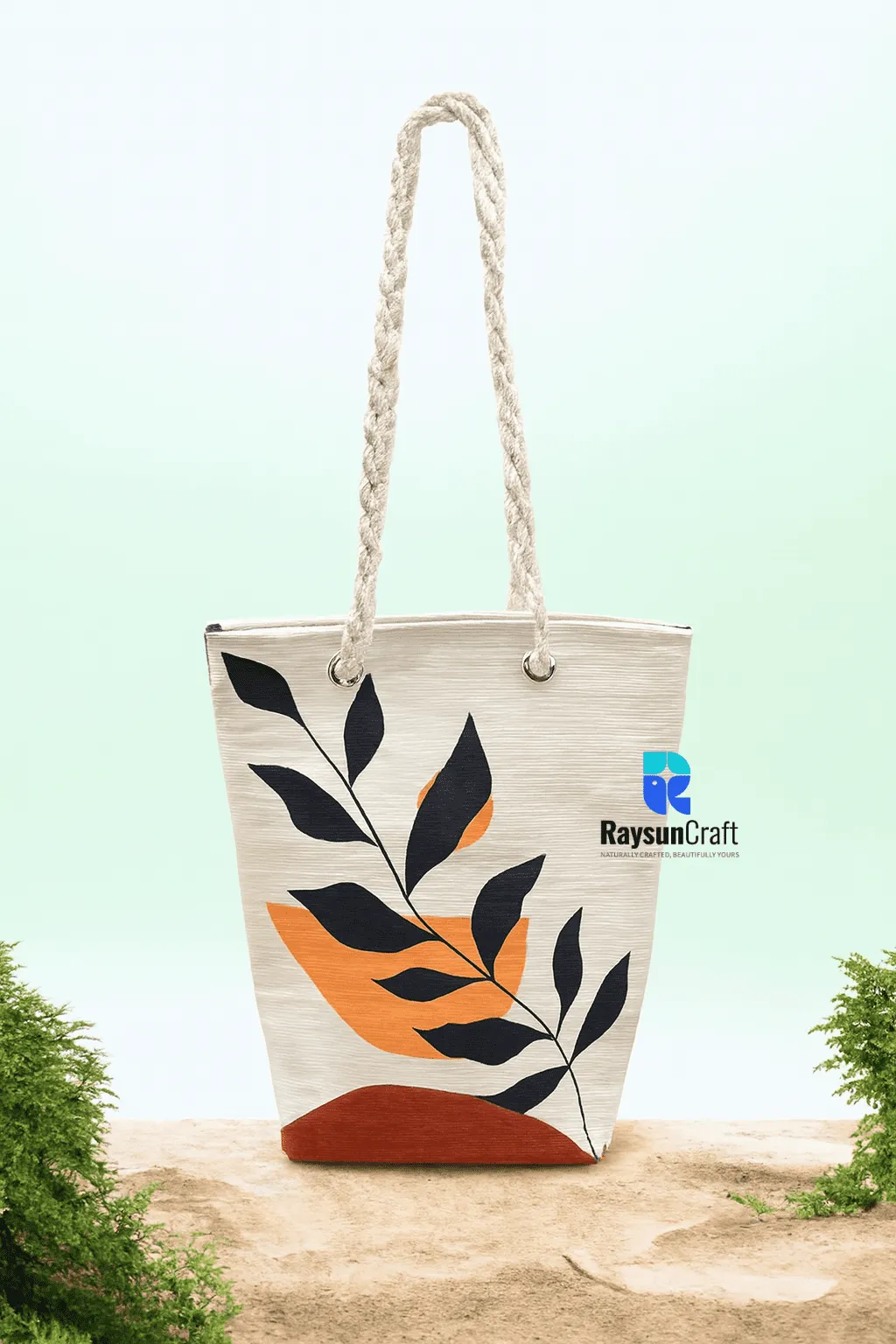 Natural & Stylish Handpainted Tote Bag For Women | Code: LB-006