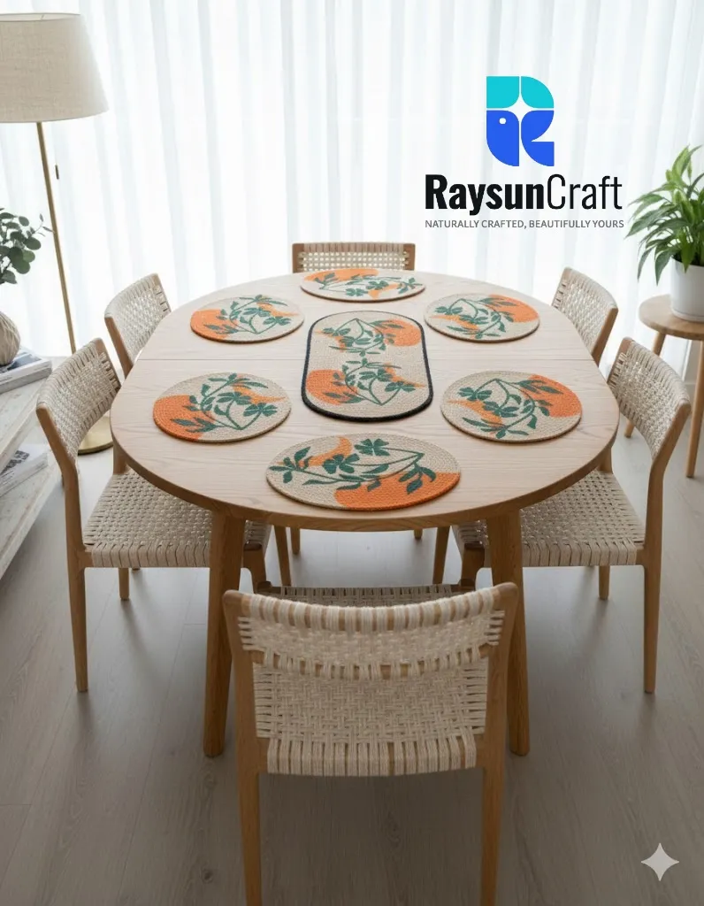 Handpainted Jute Dining Mat Set | RaysunCraft - Code: DS-004