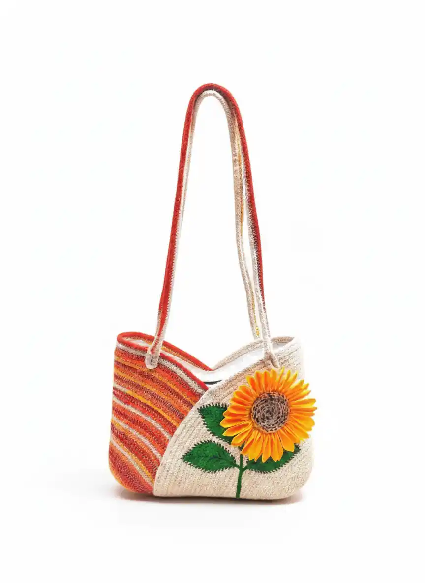 Hand Painted Jute Bag for Women – Washable, Eco-Friendly | BongoTrend | LB-015016